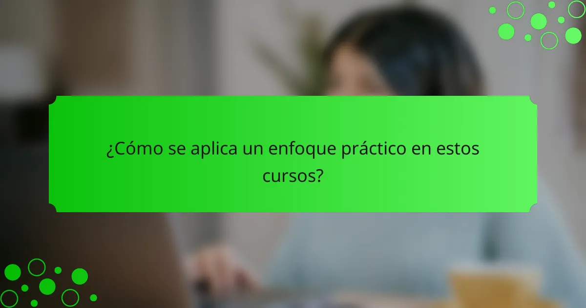 ¿Cómo se aplica un enfoque práctico en estos cursos?