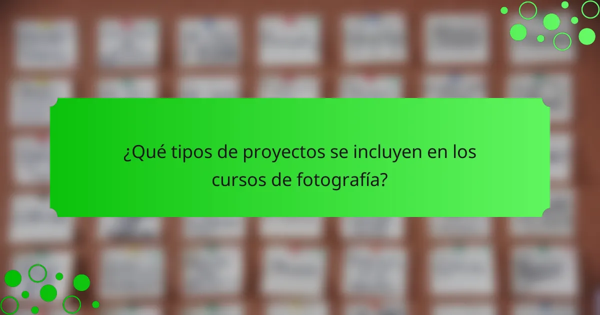 ¿Qué tipos de proyectos se incluyen en los cursos de fotografía?